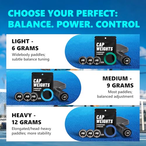 6-Piece Pickleball Paddle End Cap Weights Set for Balance & Control - Varied Weights