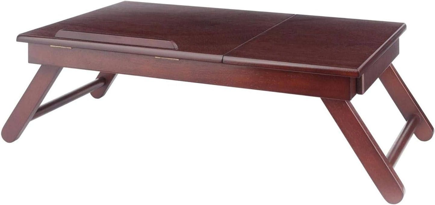 Alden Folding Lap Desk Bed Tray Versatile and Space-Saving Folding Desk for Meals Work or Study Compact and Stylish Design with Rich Walnut Finish Adjustable and Comfortable for Bed or Couch