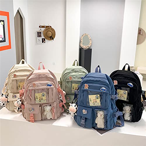 PIardi Cute backpack with accessories kawaii Large Capacity Aesthetic backpack (Blue)