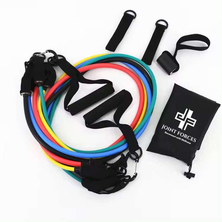 11-Piece Resistance Band Set for Home Workouts, Strength Training, Physical Therapy – Durable Exercise Tubing with Handles, Ankle Straps, Door Anchor, and Custom Workout Guide