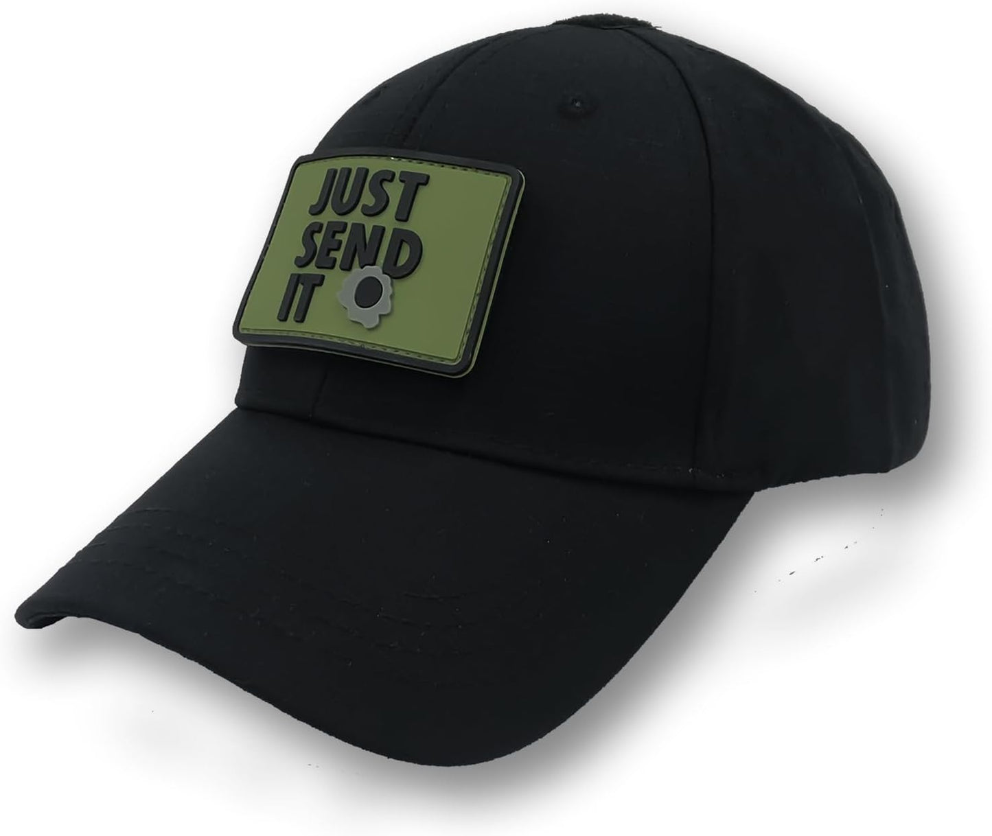 Just Send It Sniper Rubber Tactical Patch 2.95x2 inches with Hook Fastener Back for Hats Caps Clothing Vests Bags Backpacks (Tan)