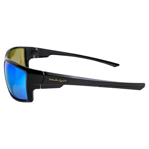 Islander Eyes Belize Polarized Sunglasses for Men or Women Sporty Wraparound Black Frame w/Blue Mirror Lens