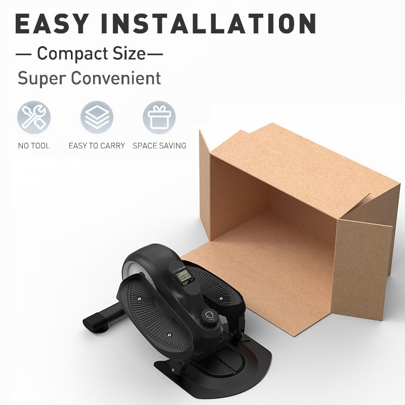 Under Desk Mini Elliptical Electric Leg Exerciser While Sitting for Seniors Elderly, Portable Seated Motorized Foot Bike Pedal Exerciser, Small Compact Elliptical Machine with Resistance Home Fitness
