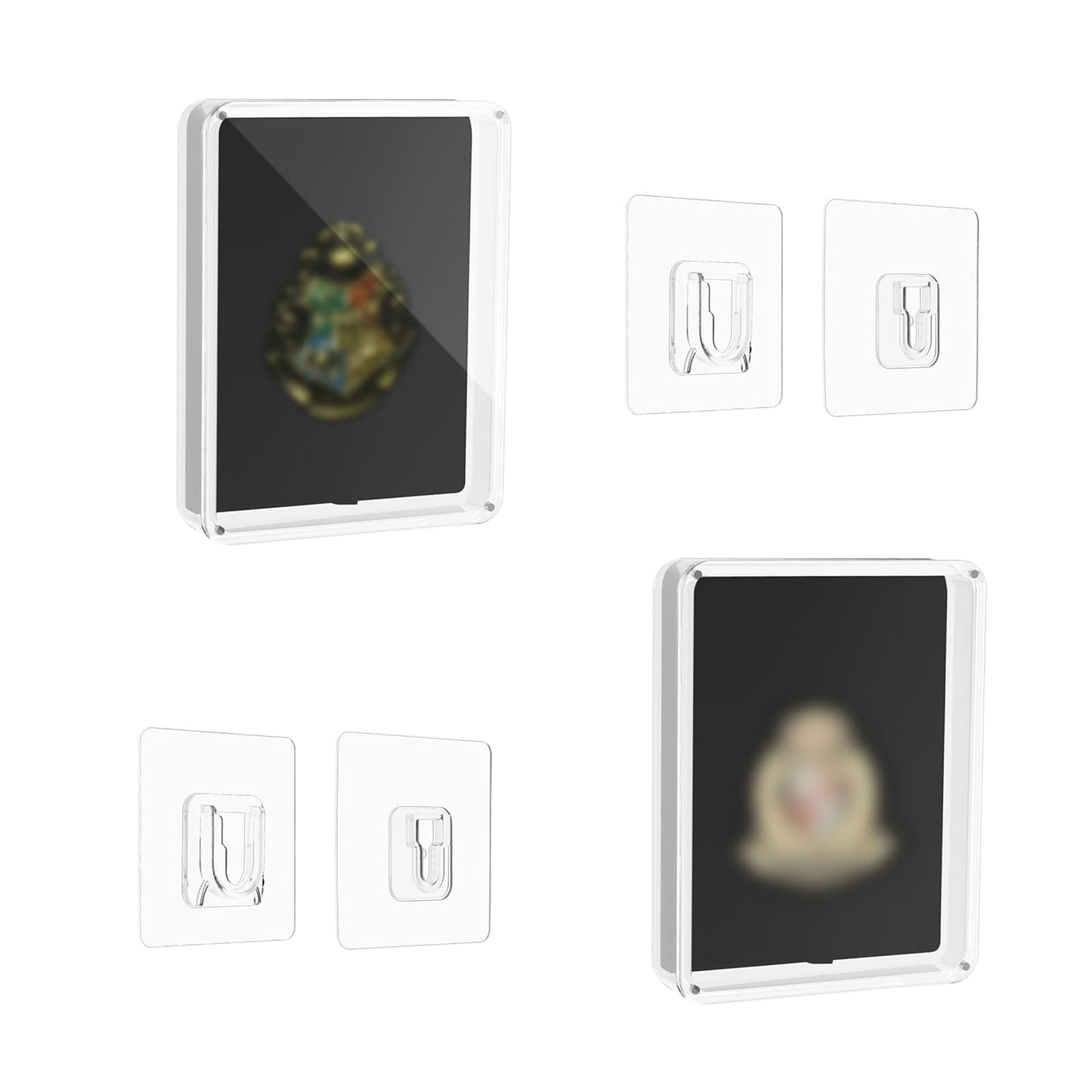 2 PCS Acrylic Pin Display Case with Flannel Protective Pad, Pin Collection Display Box for Wall and Tabletop Display, Clear Plastic Pin Holder for Pin Badge Enamel Pin Jewelry Pins Military Medal