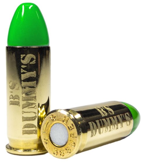 B's Dry Fire Snap Caps - A.K.A. B's Dummy's - Dummy .38 Super Training Caps (5 Pack) (Green Brass)