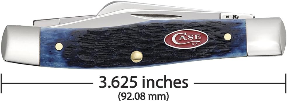 Case WR XX Pocket Knife Navy Blue Jigged Bone Medium Stockman Item #7049 - (63032 SS) - Length Closed: 3 5/8 Inches