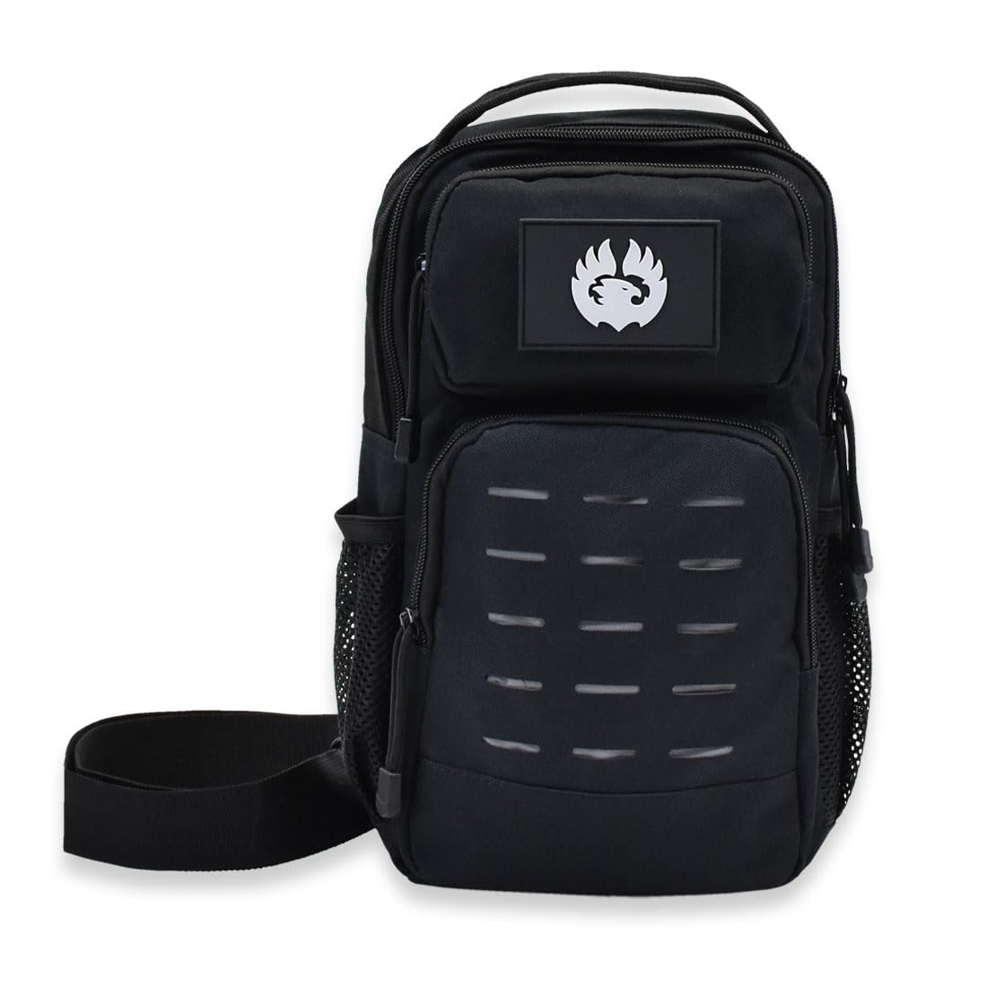 TORCH Sling Bag Single Shoulder Crossbody Backpack Urban Outdoor Sports Military Style MOLLE Travel Pack for EDC Gear V2 Black