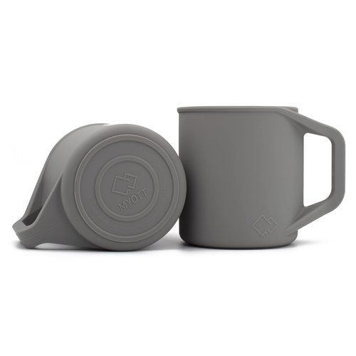 MYOTT Silicone Coffee Cup - Food Grade Silicone Camping Mug with Handle - Portable, Collapsible Coffee Mug - BPA Free, Dishwasher Safe and Microwave Safe 12- oz (Granite Gray, 1 Pack)