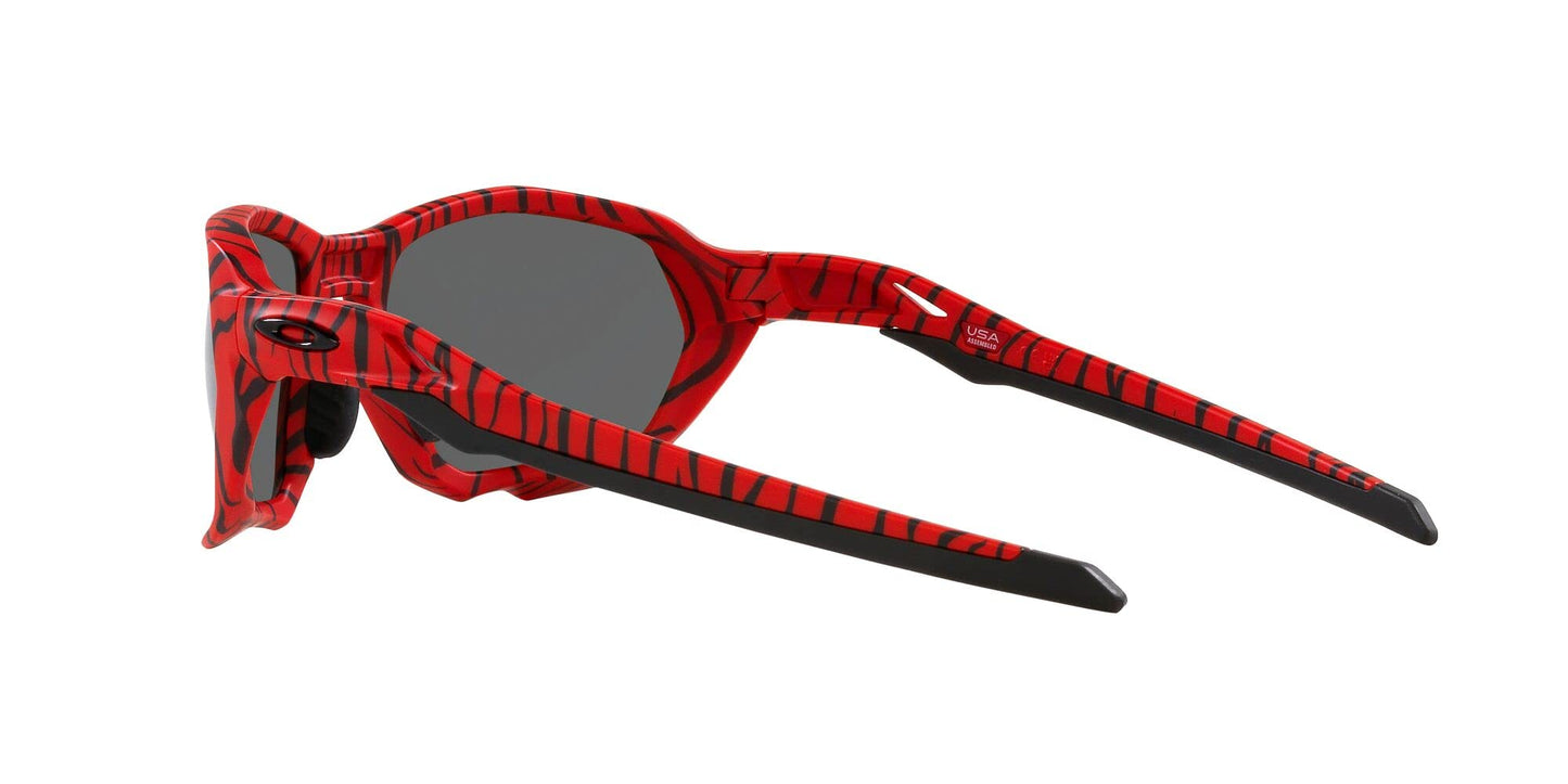 Oakley Men's OO9019A Plazma Low Bridge Fit Rectangular Sunglasses, Red Tiger/Prizm Black, 59 mm