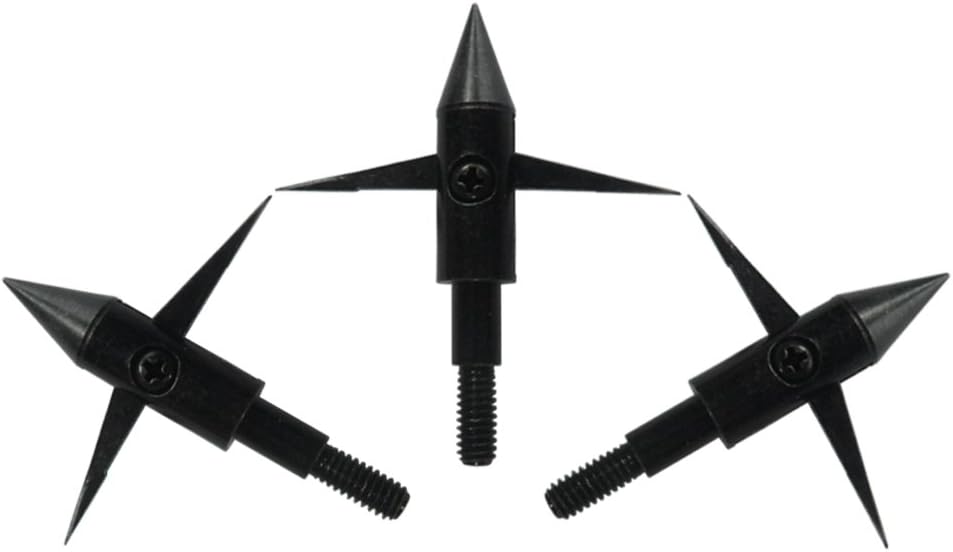 12Pcs Fishing Arrowheads Screw-on Points 150 Grain Black Bowfishing Screw Tips Broadheads for Fishing Arrow Compound Bow, Crossbow and Recurve Bow