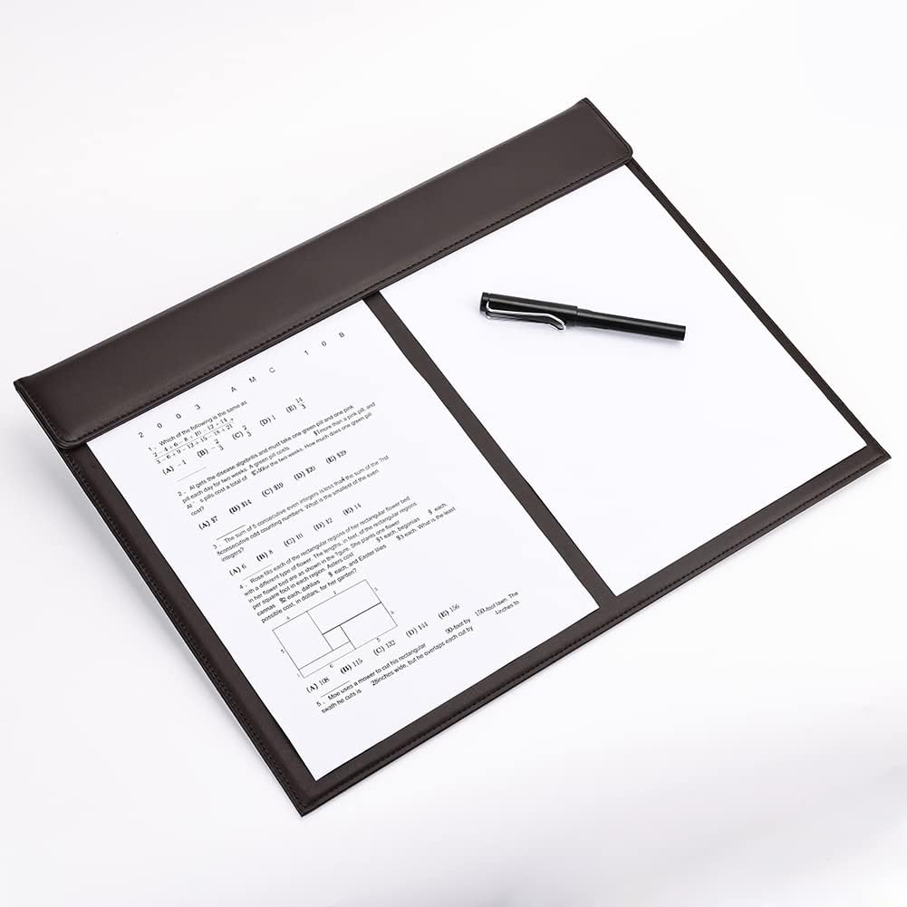 KINGFOM Ultra-Smooth PU Leather Desk Pad & Mat Office Desk Drawing & Writing Board A3/ A4 File Paper Clip Table Protector Mat on Top Large 24''x18'' (Black)