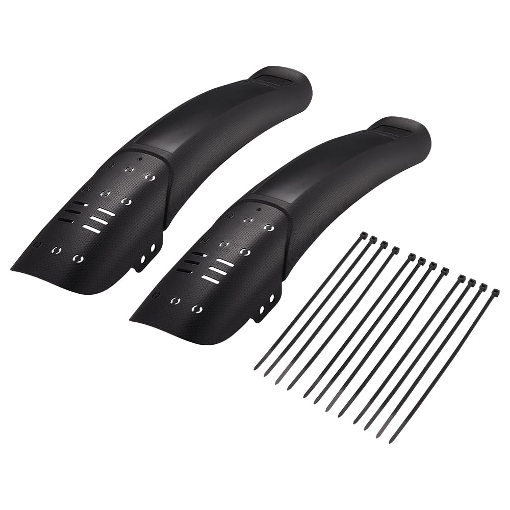 JSCARLIFE Universal MTB Mudguards Set - Adjustable Front/Rear Bicycle Fenders for 20"-29" Wheels, Fat Tire & Gravel Bikes, w/12 Heavy-Duty Zip Ties