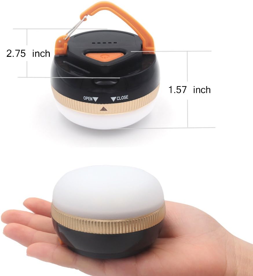 2 Pack LED Lantern Portable Camping Lights Outdoor Tent Light Hanging Camping Lamp with 5 Modes, Restractable Hook for Adults and Kids