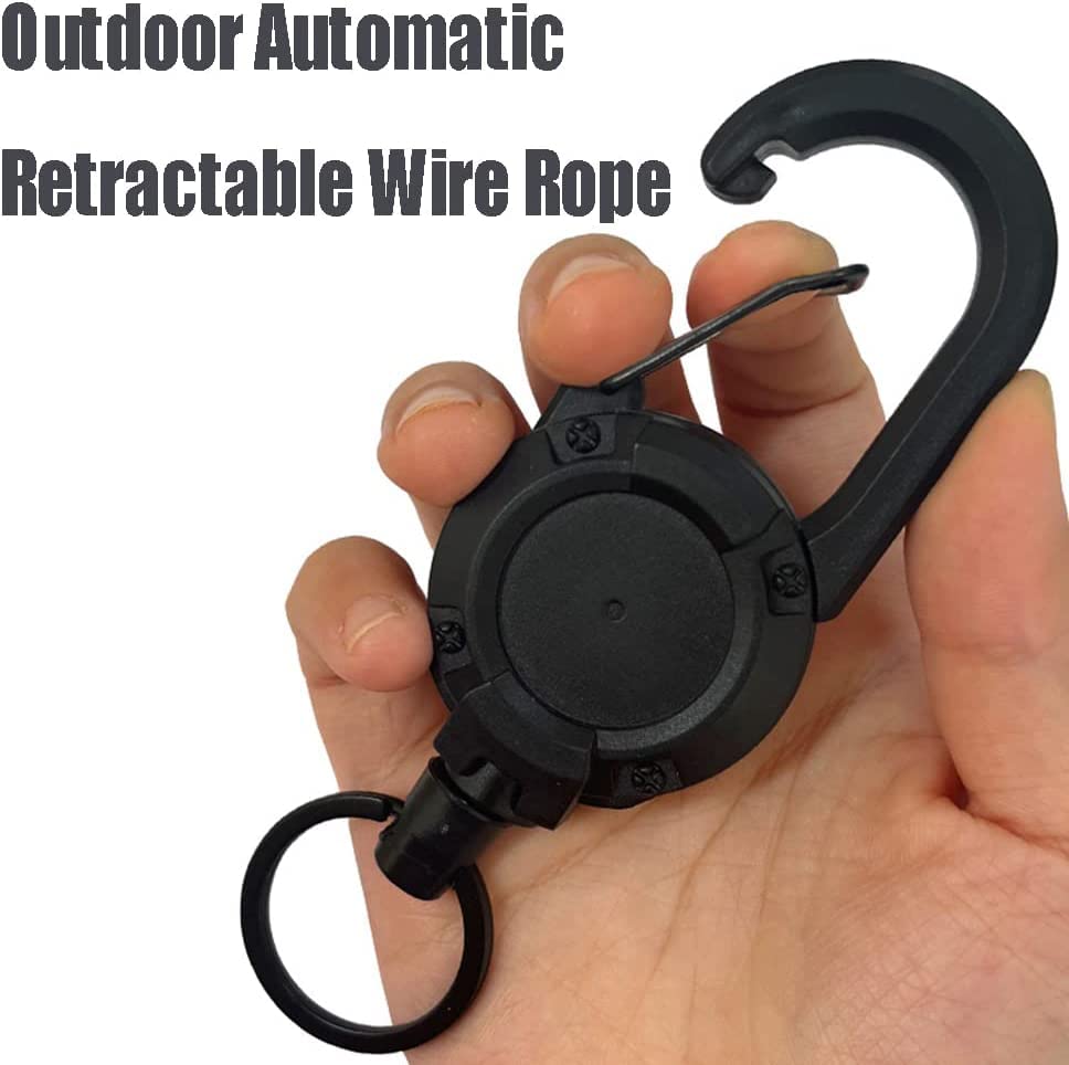 2023 New Outdoor Automatic Retractable Wire Rope Luya Tactical Keychain - Heavy Duty Carabiner Key Chains, Anti-Theft Multitool Carabiner Badge Holder for Camping, Fishing, Hunting (1 PC - White)