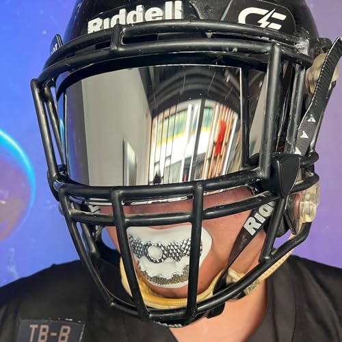 LeCool Football Mouth Guard ? Rhombic Chrome Design with Strap ? Maximum Protection & Airflow for Youth and Adult Athletes.