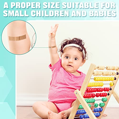 Funtery 200 Pcs Fabric Bandages 0.59" X 1.77" Rectangle Flexible Adhesive Small Face Bandages with Non Stick Pad Latex Free Oval Spot for Skin Wound Care