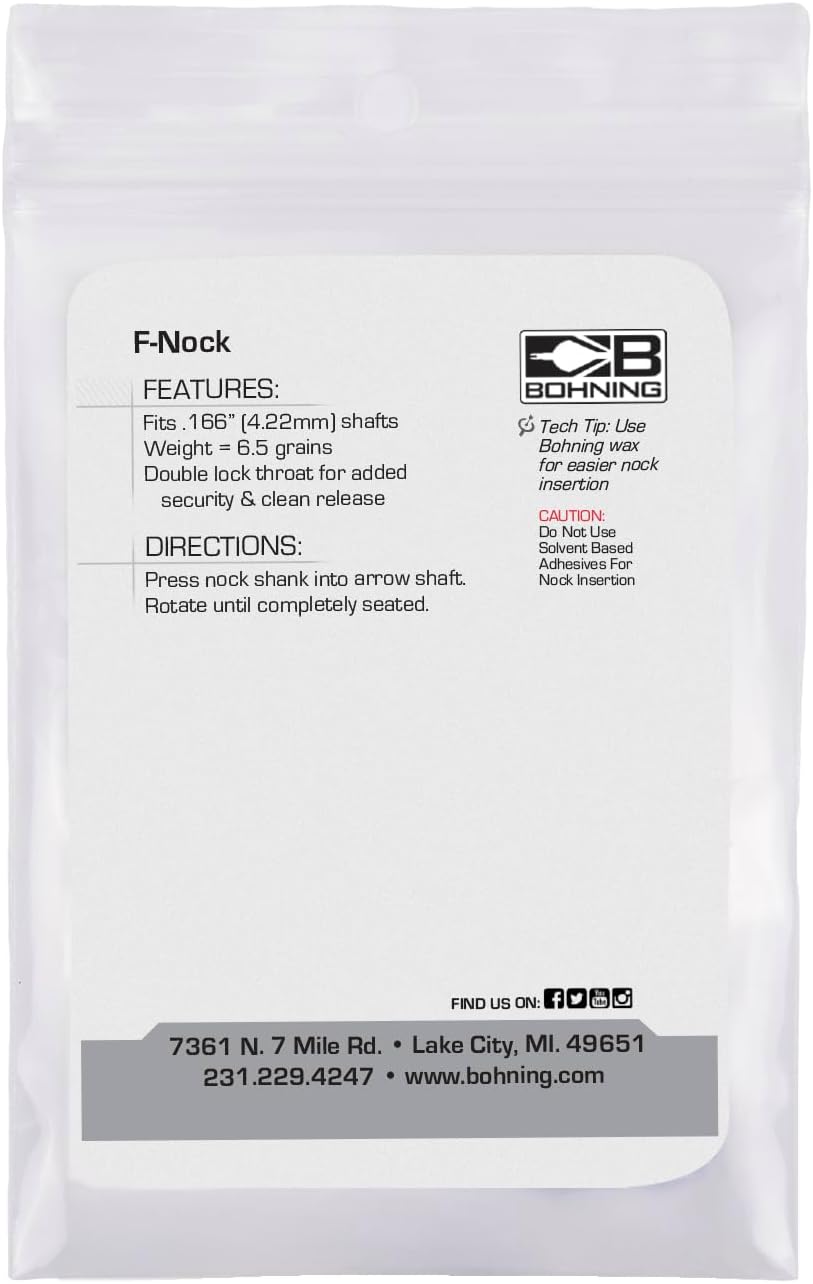 Bohning F Nock - .166 Shafts (4mm, VAP, Nano, Micro), 12 Pack, Kiwi