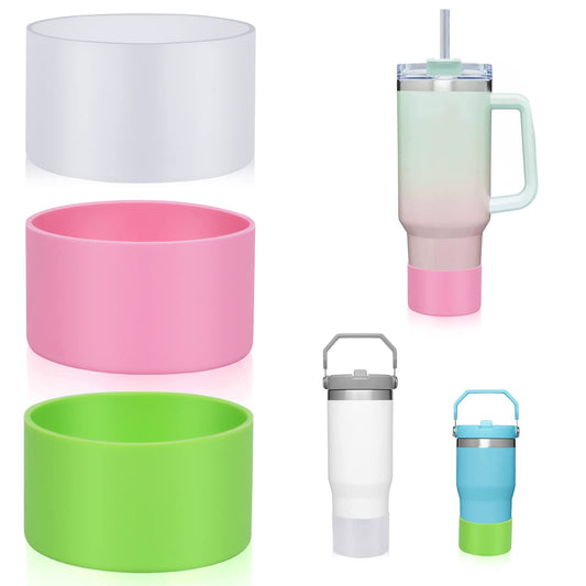 3 Pcs Silicone Bumper Boot for Stanley Quencher Adventure 40oz & IceFlow 20oz, Reduces Noise, Protective Bottle Bottom Sleeve Cover