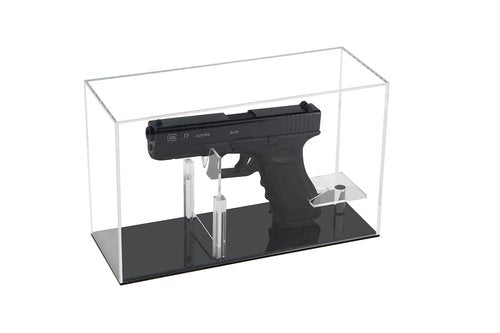 Qinry Gun Display Case Clear Adjustable Acrylic Pistol Box Handgun Revolver Display Case Stand Rack Holder Cabinet