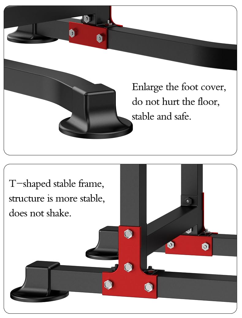 EASY BIG Power Tower Dip Station Pull Up Bar - Multi-Purpose Home Gym Equipment with Adjustable Height and Non-Slip Foot Pads - 330lbs Capacity