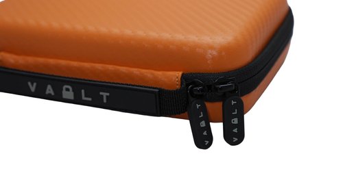 Vault Nano Protective Mini Travel Case in Matte Black, Carbon, Green Carbon, White Carbon, Purple Carbon and Orange Carbonwith Zipper Closure (Orange Carbon)
