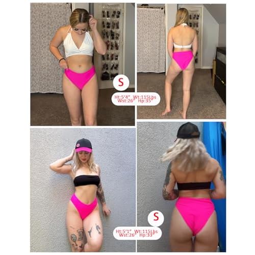 Zmart Women V Cut Cheeky Bikini Bottoms - Mid Waist High Cut Swim Bathing Suit Bottoms V Front Swimsuit
