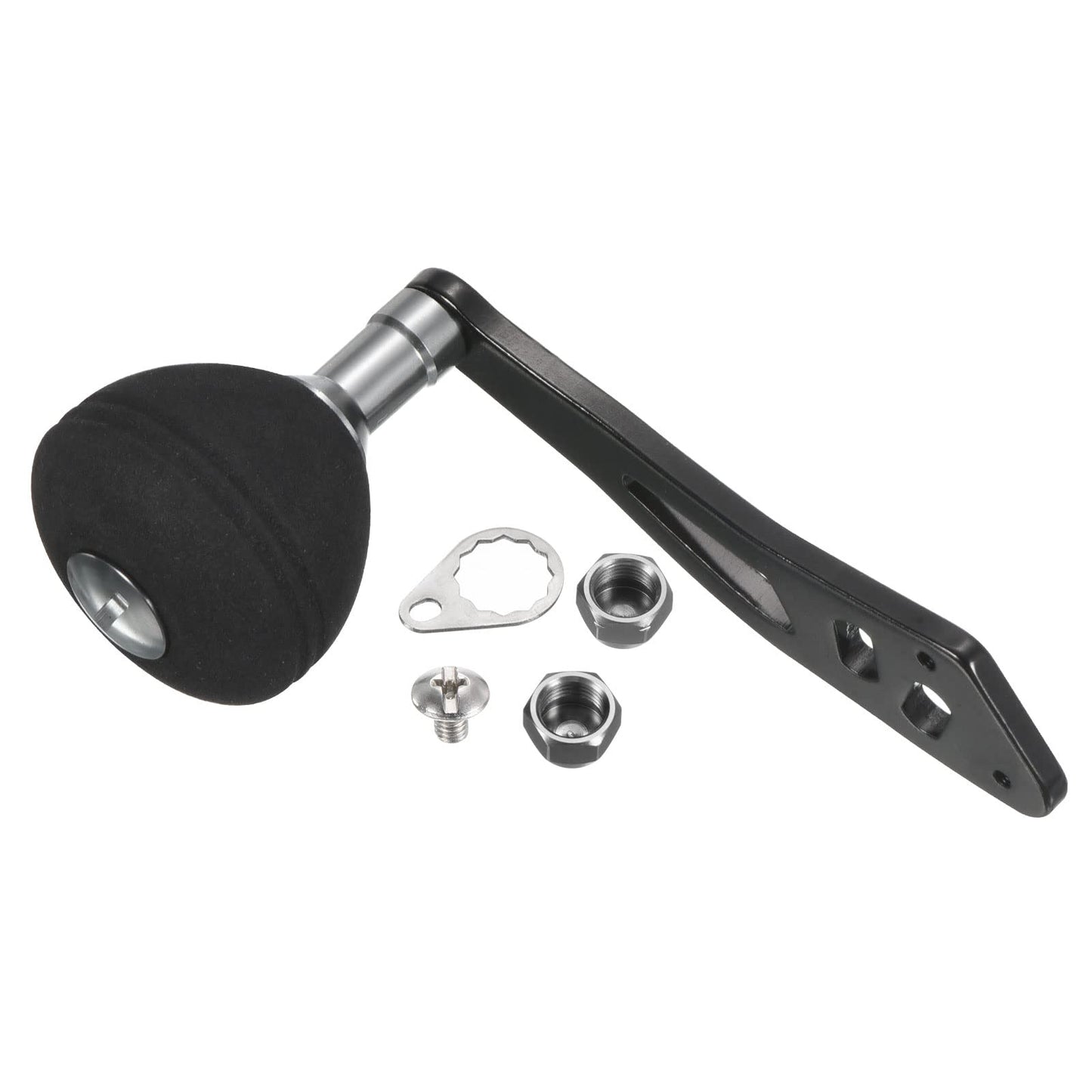 PATIKIL Baitcasting Power Handle, Metal Fishing Reel Handle EVA Knob Grip Replacement Parts for Rocker Arm Accessories, Black