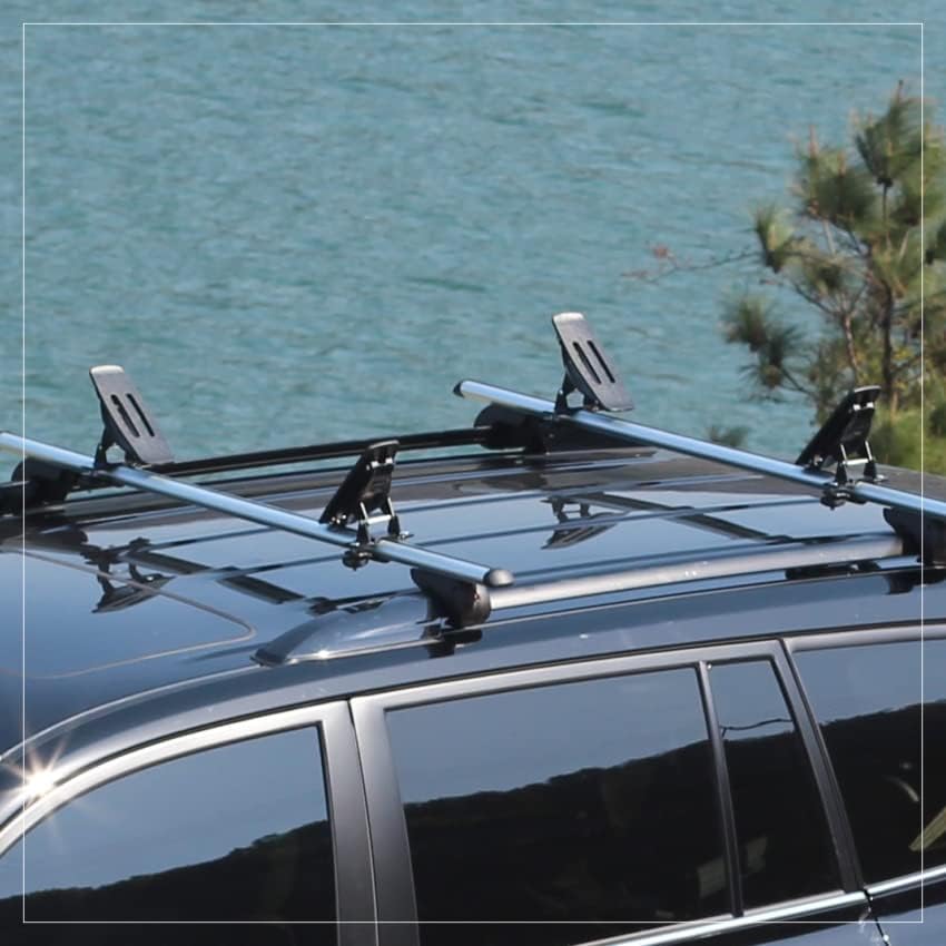 135LB Kayak Saddle, Aluminum Rustless Kayak Roof Rack with 1.5" Width Tie Down Straps for Carrier Canoe Boat Paddle Board Surfboard, to Mount on Car SUV Truck Crossbar
