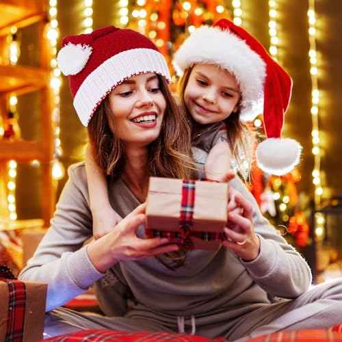 Century Star Christmas Hats for Women Santa Hat Adult Unisex Classic Knitted Warm Beanie for New Year Holiday Party Hats