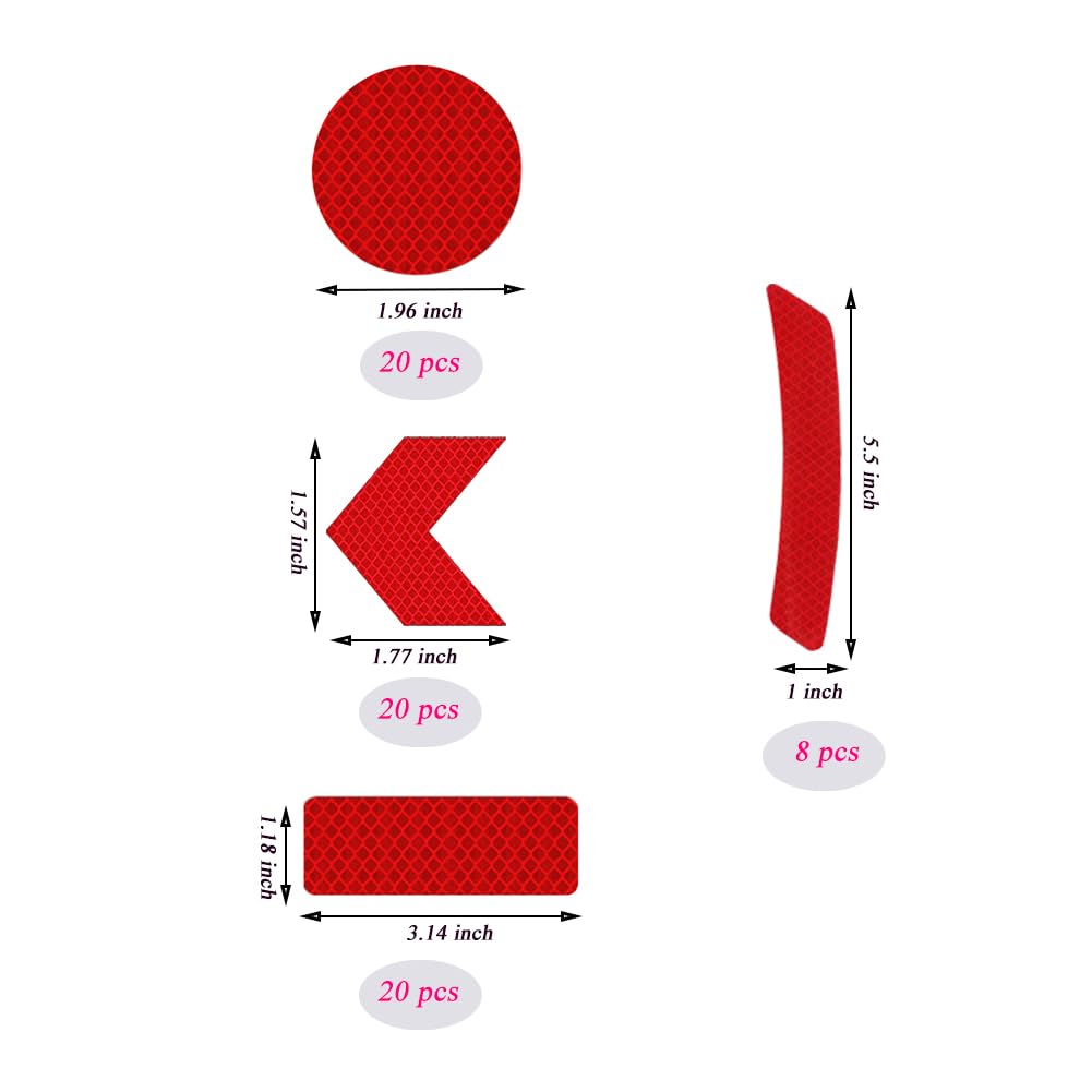 68Pcs Warning Reflective Stickers, Reflective Decals Waterproof Reflector Tapes, Night Visibility Adhesive Reflector Stickers for Motorcycle Bicycle Clothing Car Trunks Backpacks