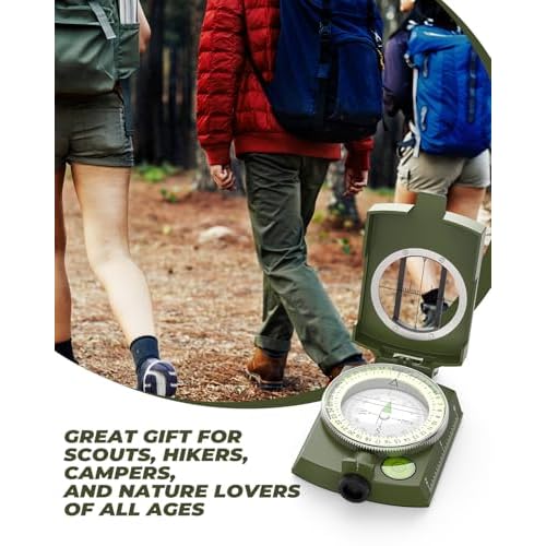 Sportneer Compass: Accurate Durable Lightweight Orienteering Compass with Strap and Carrying Case, Glow in The Dark Waterproof Hiking Essentials for Camping Backpacking, Best Survival Gifts for Kids