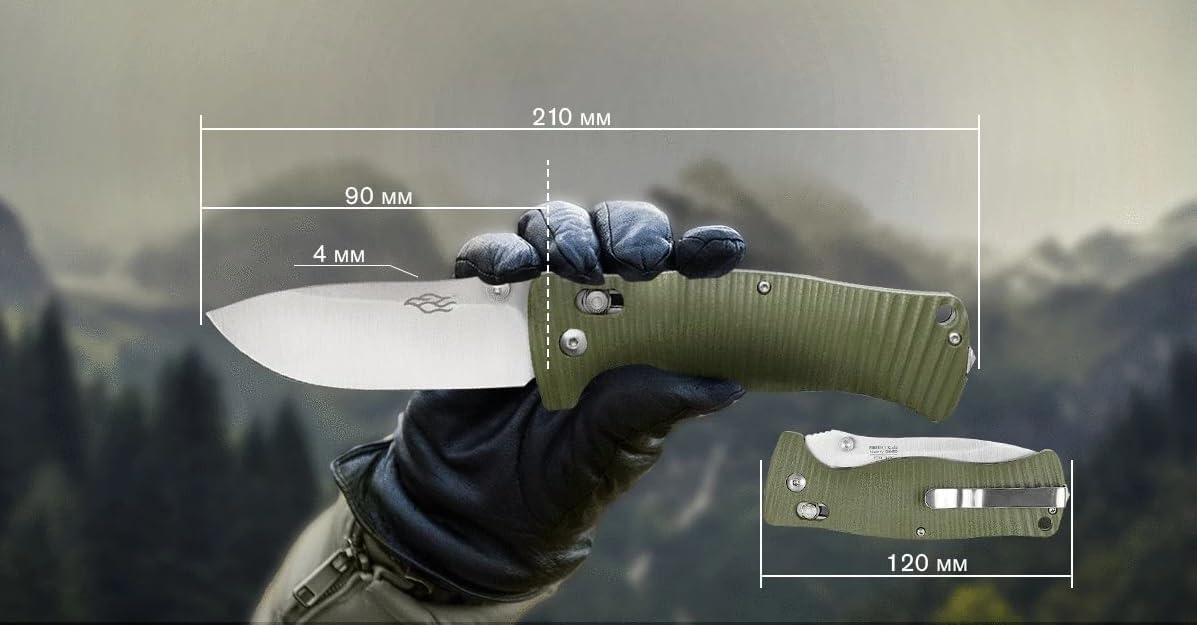 Ganzo G720-GR Tactical Folding Knife Window Breaker 440C Blade Army Green G10 Handle w/Paper Box & Draw String Bag G720