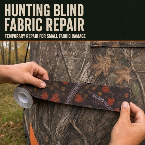 Camo Hunting Blind Repair Tape - Self Adhesive Fabric Patch Kit, 4 Inch Wide