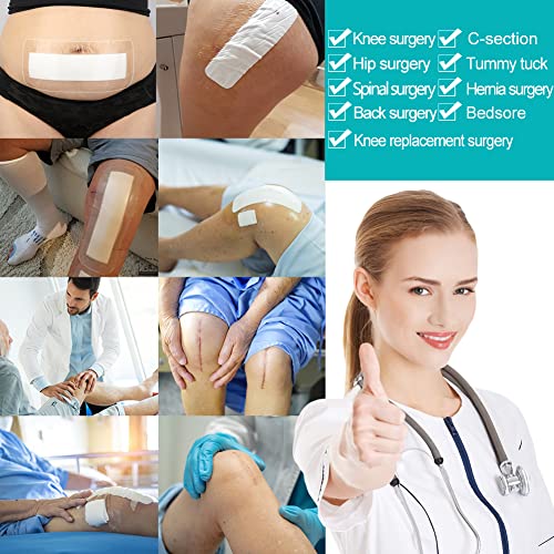 Waterproof Surgical Wound Cover Set - 14 Pack 4x8 Inch Post-Op Bandages for Knee & Hip Surgery Recovery