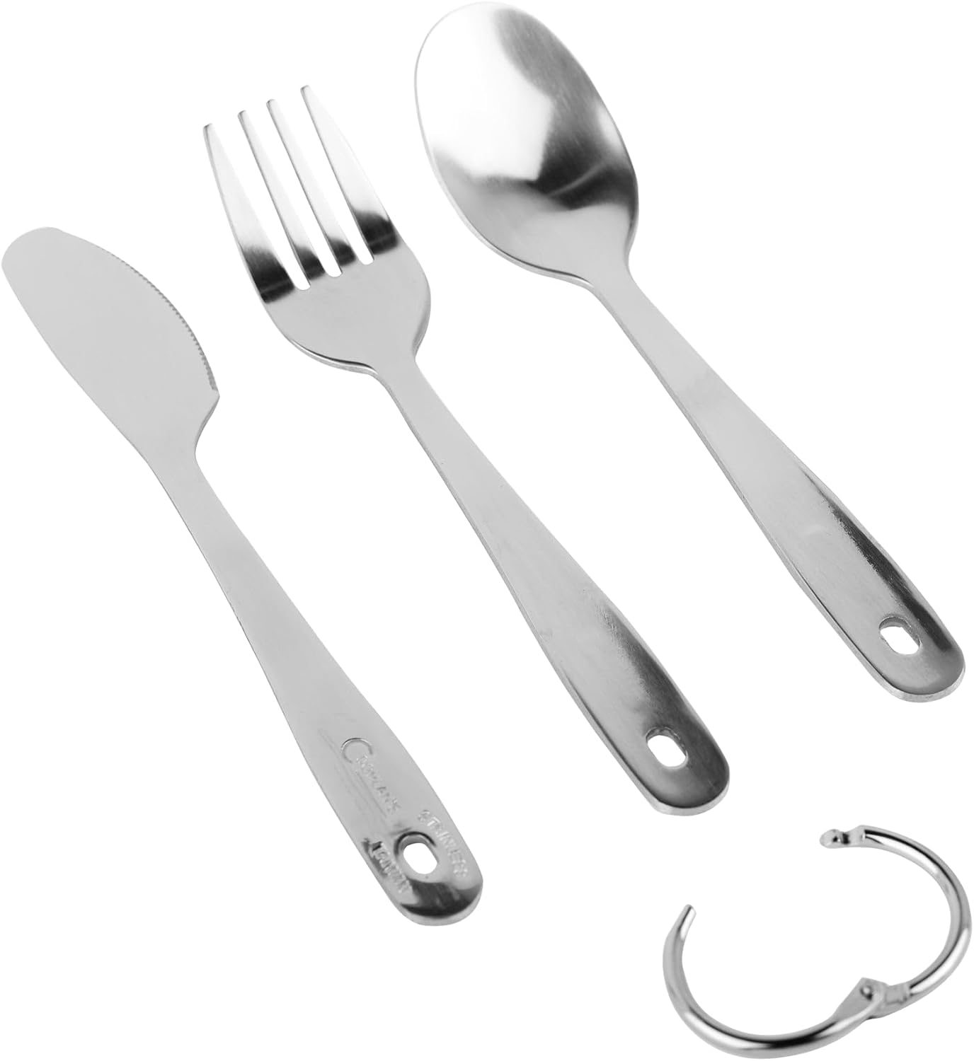Coghlan's Stainless Steel Cutlery Set – 3-Piece Flatware with Fork, Knife, Spoon, and Convenient Storage Ring for Camping, Hiking, and Outdoor Adventures, Durable Tableware