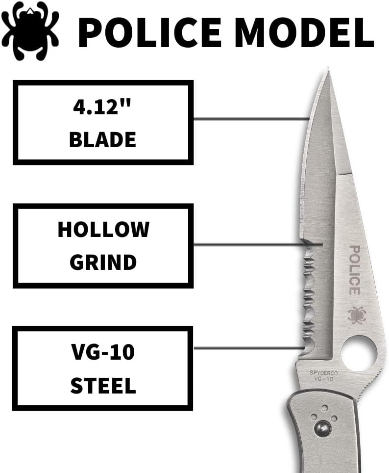Spyderco Ambitious Lightweight Pocket Knife with 8Cr13MoV Stainless Steel Blade with Black FRN Handle