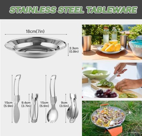 TOMSHOO Camping Cookware Mess Kit, Lightweight Backpacking Cooking Set - Alumina Camping Pots, Pans, Kettle - Outdoor Hiking Picnic Set - Carry Bag Included