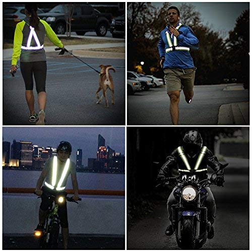 Reflective Vest Running Gear, 2Pack High Visible Safety VES for Cycling Jogging Running Walking, Adjustable for Men Women Kids