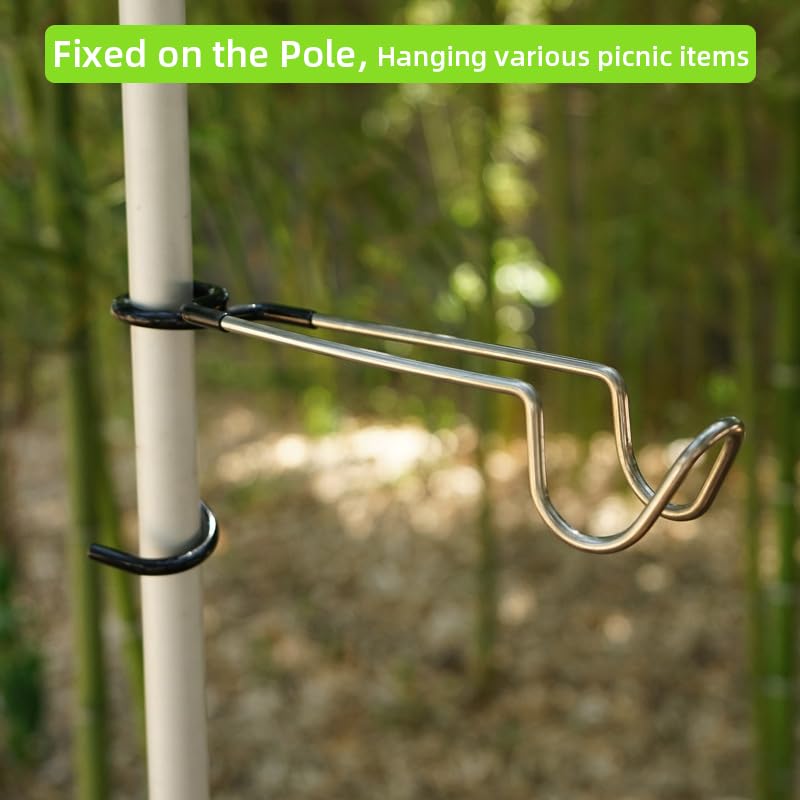 Kuyafenni Outdoor Camping Lantern Hook for Tent lamp Hanger, Bird feeders, Garden Lights, Heavy Duty Outdoor Light Hook - Sturdy and Non Slip Pole Hooks for Yard lightings, Decor, 2 PCS