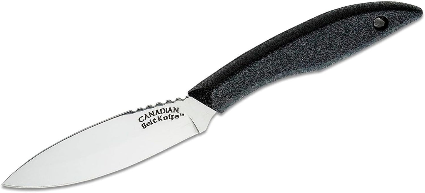 Cold Steel Canadian Belt 4" German 4116 Stainless Steel Fixed Blade Drop Point Outdoor Hunting Utility Knife, 4.5" High Impact Polypropylene Handle, Durable Secure-Ex Sheath Included
