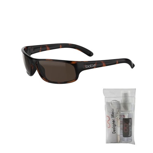 bollé Anaconda BS027009 64MM Dark Tortoise Shiny/Brown Polarized Rectangular Sunglasses for Men +BUNDLE with ACCESSORY EYEWEAR KIT