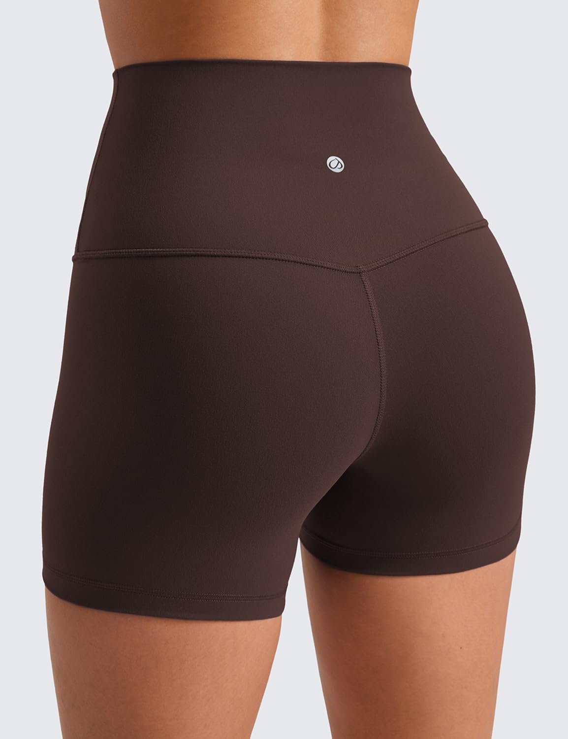 CRZ YOGA Butterluxe Biker Shorts 4'' - High Waisted Booty Workout Volleyball Yoga Womens Spandex Hot Fudge Brown Medium