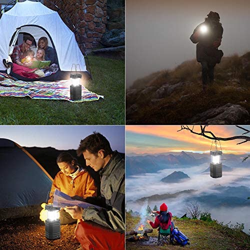 Mesqool Camping Lanterns Combination, Compact Super Bright White Camping Light + Retro Style Warm Lantern Candlelight, IPX4 Waterproof, Large Battery Long Lasting