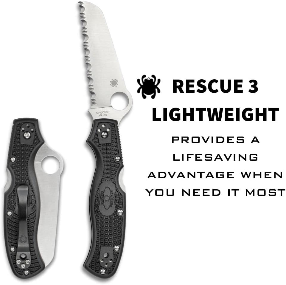 Byrd Cara Cara 2 Rescue Lightweight Knife with 3.88" Stainless Steel Sheepfoot Blade and High Performance Black FRN Handle - SpyderEdge - BY17SBK2