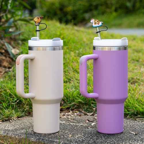 8-Piece Sloth Covers for Stanley Cup, 0.4in/10mm Diameter Straw Toppers Cap,Compatible with Stanley 20 30&40 0z Cup, Dust-Proof Straw Caps for Water Bottle