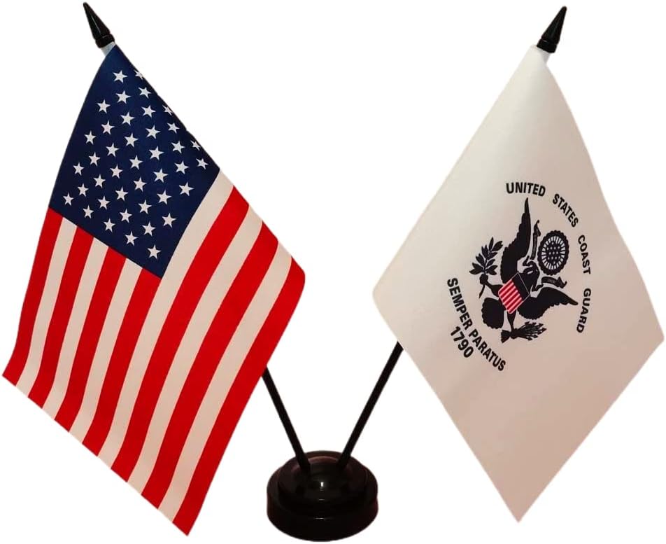 America & Pow Mia Twin Desk Flag, U.S. Pow Mia and American Table Flag, 8 x 5 Inches - You are Not Forgotten Prisoner of War Flags Army Military Pow Flags