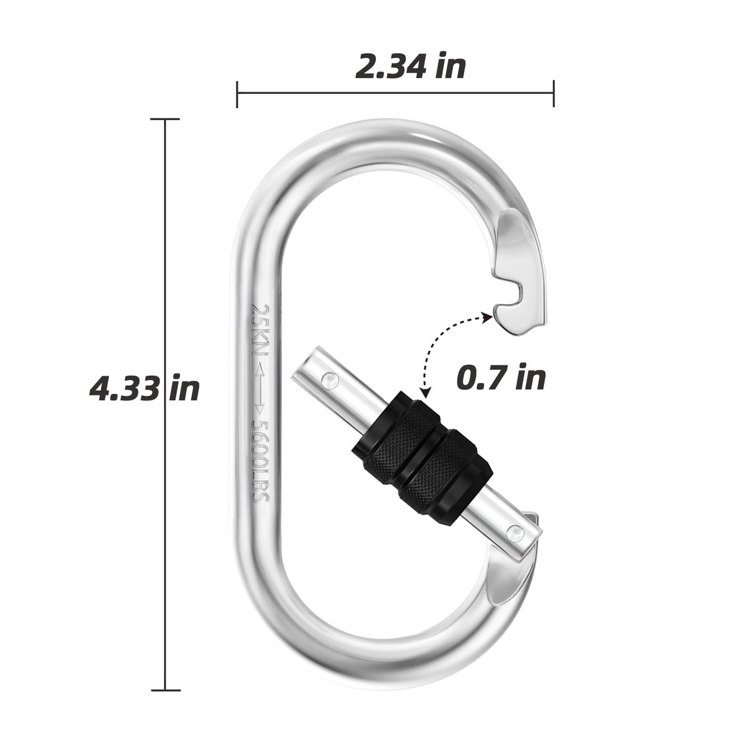 EZYA Carabiner Clips Heavy Duty 25KN/5600LB - 4.3" Large Caribiniers for Hammocks, Rigging, Gym, Yoga - Steel Caribeana, 2PCS