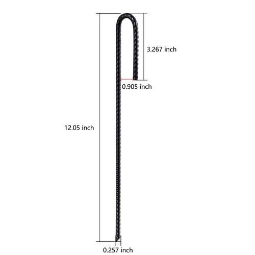 Wensilon Rebar Stakes U/J Hook Extra Heavy Duty,(10pcs) 12 inch x 1/4 inch Rust Proof Coated Steel Ground Stakes Ground Anchors, Garden Stake Metal Stakes Tent Stakes Trampoline Anchors (J-Hook)