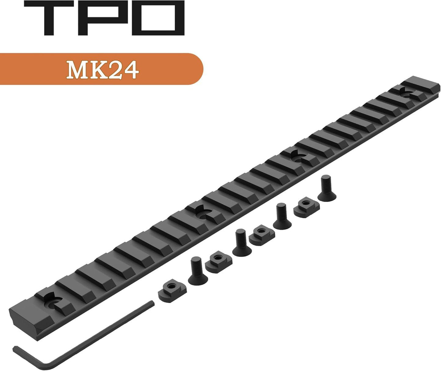 24 Slot Aluminum 10 Inch Long Mlok Picatinny Rail Mount, T-Nuts & Screws & Hex Wrench Included (MK24)