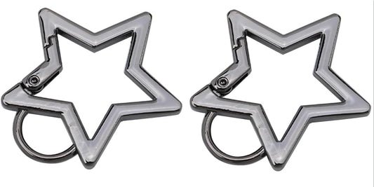 2Pcs Dark Gray Star Shaped Stainless Steel Keychain Snap Hook Holder Star Carabiner Hook Clip Key Holder Carabiner Clip for Keys and Wallet with Key Car Accessories